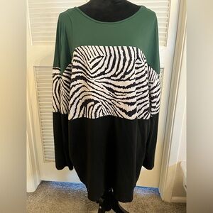 SHEIN Green and Black Zebra Print Sweatshirt